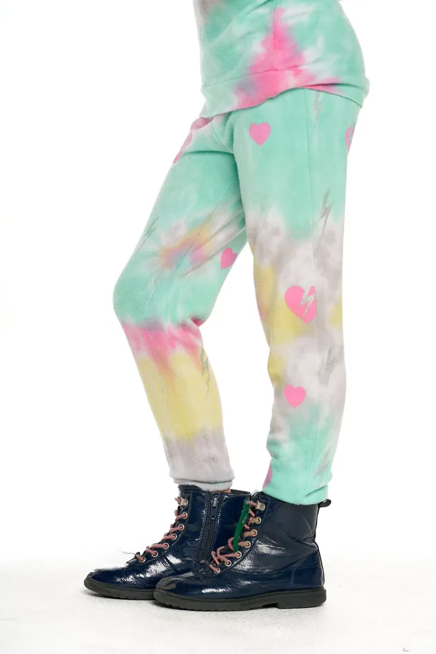 Chaser Brand Bottoms Girls Tie Dye Bolt Heart Pants