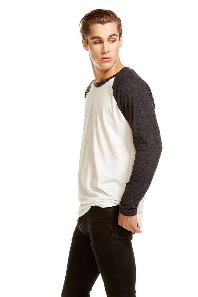 Chaser Brand COTTON JERSEY W TRIBLEND LS RAGLAN BASEBALL TEE Mens Tops