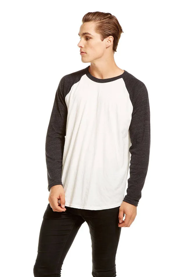 Chaser Brand COTTON JERSEY W TRIBLEND LS RAGLAN BASEBALL TEE Mens Tops