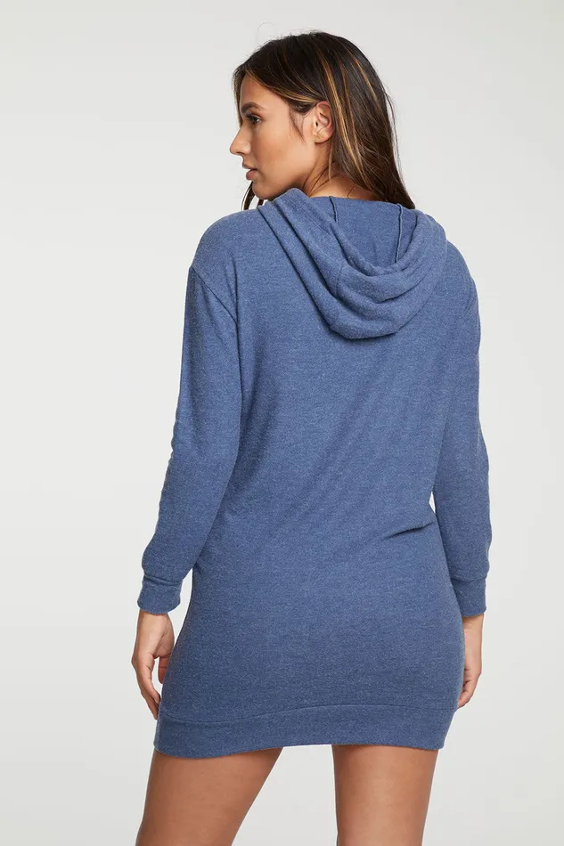 Chaser Brand Dresses Womens rPET Bliss Knit Long Sleeve Hooded Dress