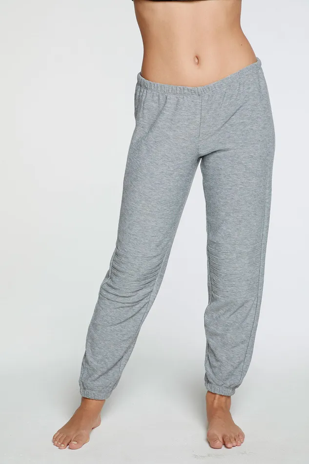 Chaser Brand Loungewear Womens Cozy Knit Slouchy Moto Jogger in Heather Grey