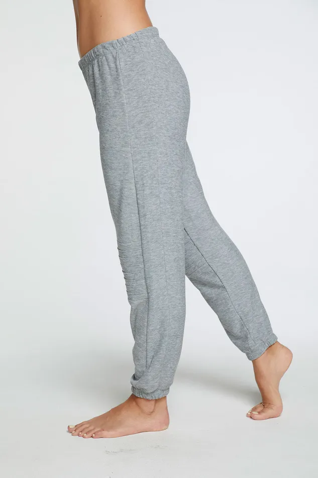 Chaser Brand Loungewear Womens Cozy Knit Slouchy Moto Jogger in Heather Grey