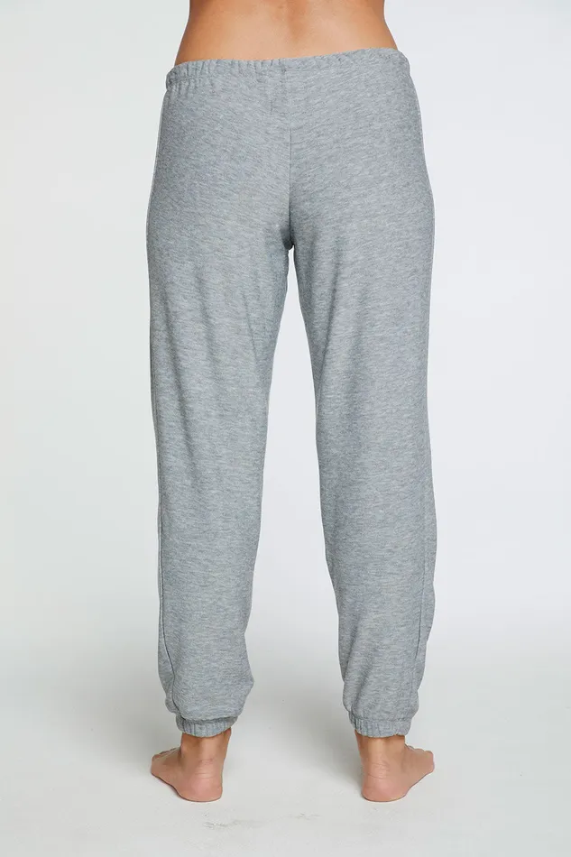 Chaser Brand Loungewear Womens Cozy Knit Slouchy Moto Jogger in Heather Grey