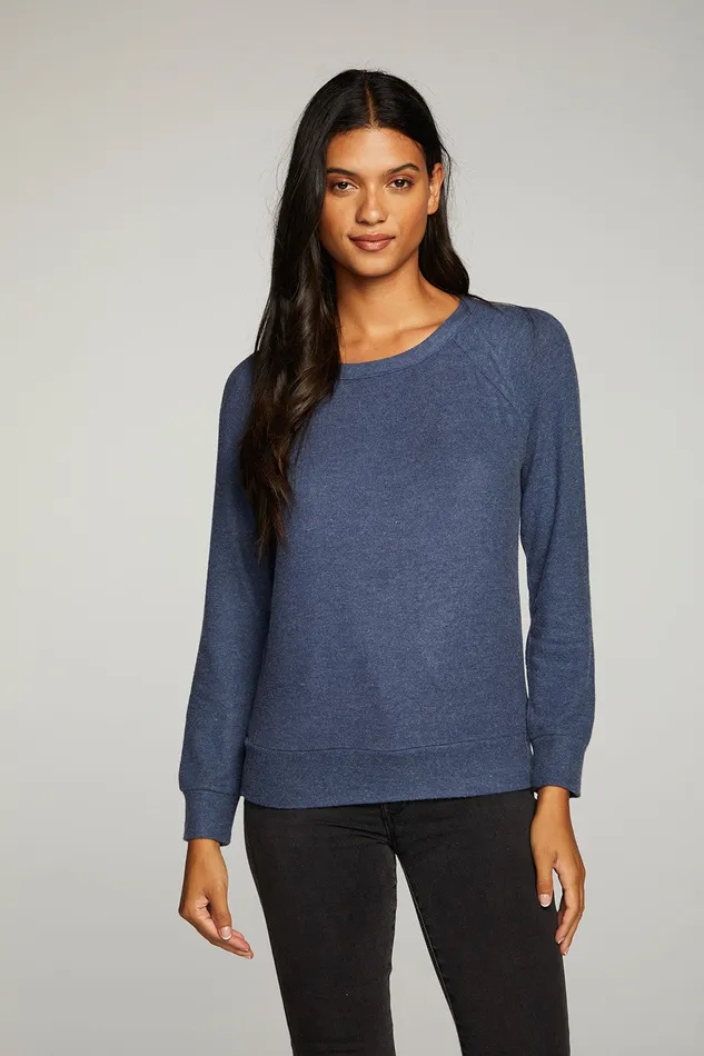 Chaser Brand Loungewear Womens rPET Bliss Knit Long Sleeve Raglan Pullover