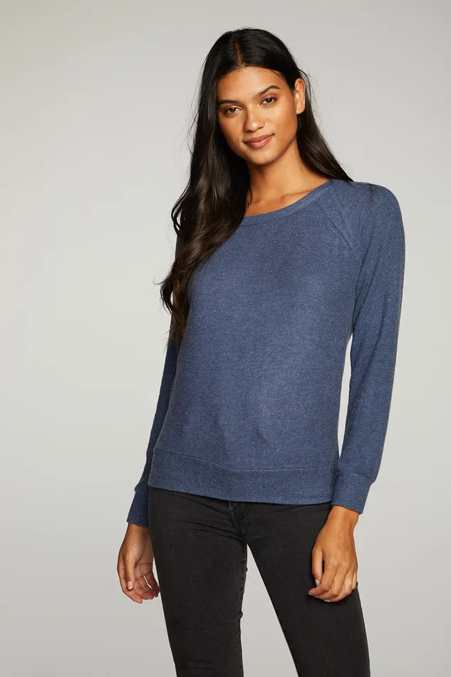 Chaser Brand Loungewear Womens rPET Bliss Knit Long Sleeve Raglan Pullover