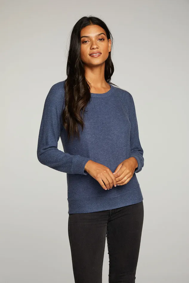 Chaser Brand Loungewear Womens rPET Bliss Knit Long Sleeve Raglan Pullover