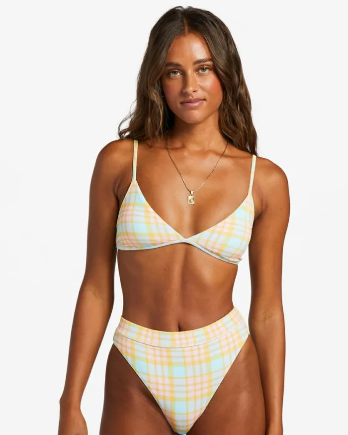 Check Please Charlie Triangle Bikini Top Multi Women Billabong Bikinis
