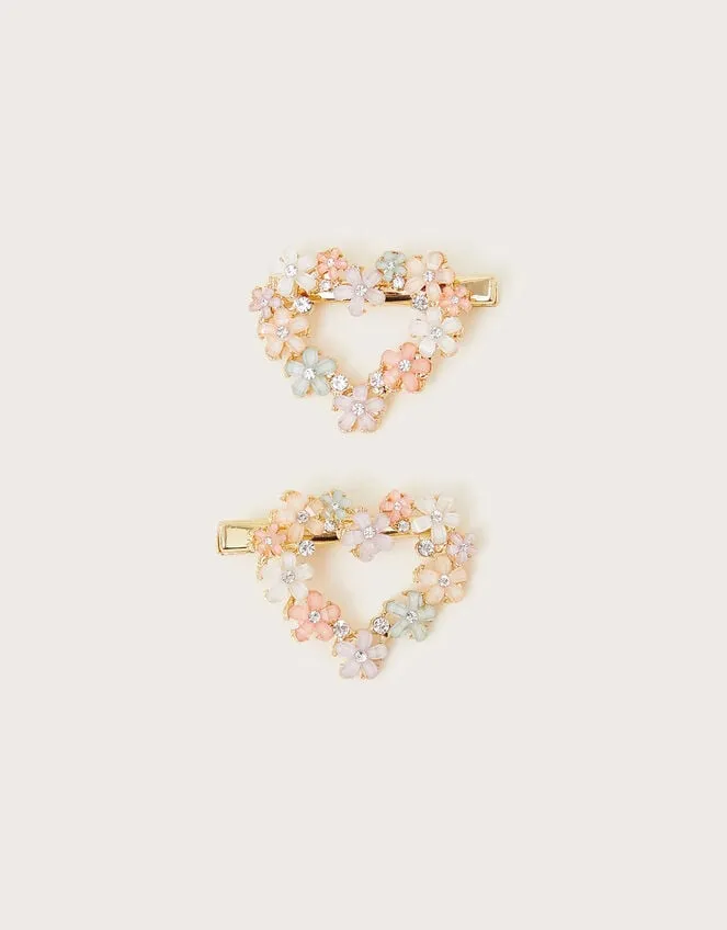 Children 2Pack Gem Heart Clips Monsoon Girls039 Hair Accessories