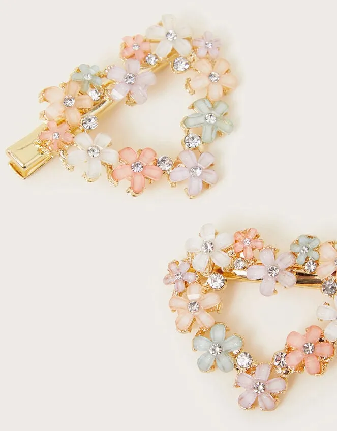 Children 2Pack Gem Heart Clips Monsoon Girls039 Hair Accessories