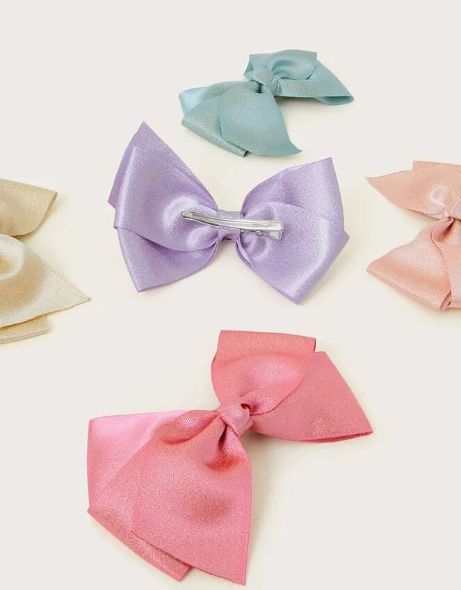 Children 5Pack Large Shimmer Bow Clips Monsoon Girls039 Hair Accessories