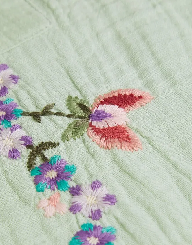 Children Boutique Embroidered Trousers Green Monsoon Trousers and Shorts