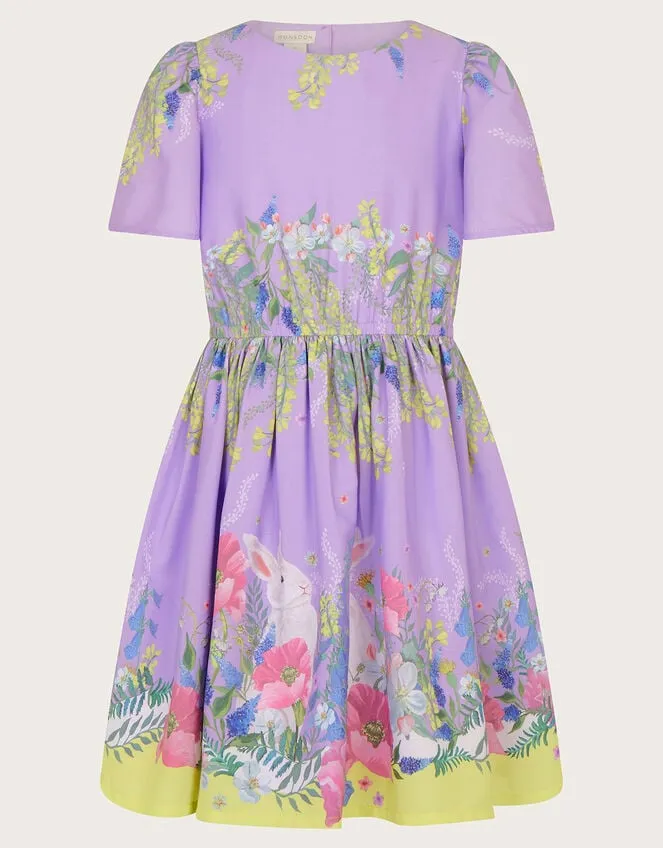 Children Bunny Border Dress Purple Monsoon Dresses