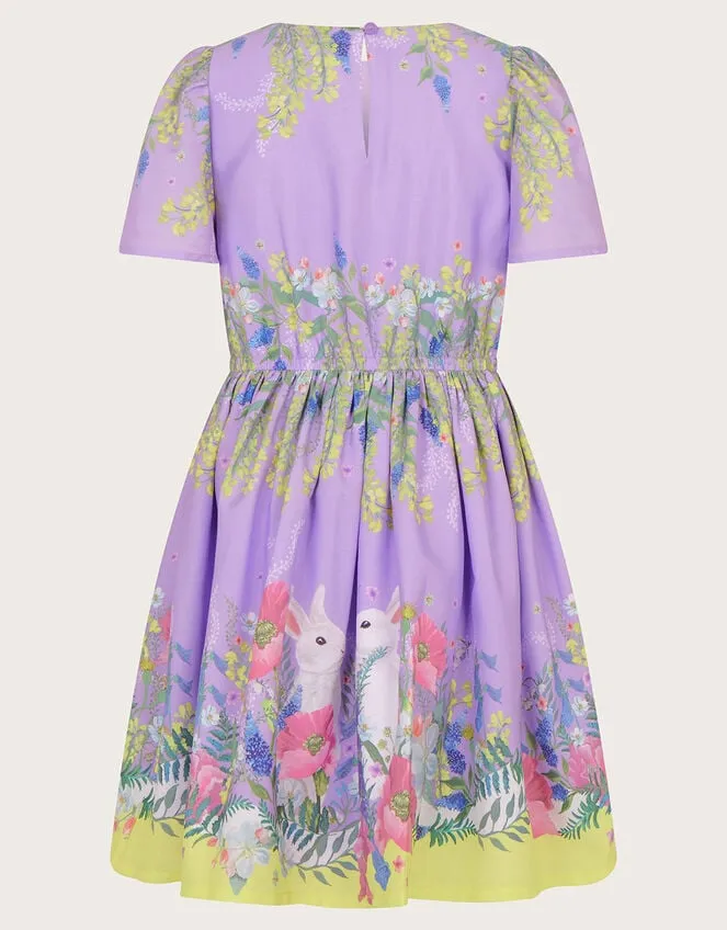 Children Bunny Border Dress Purple Monsoon Dresses