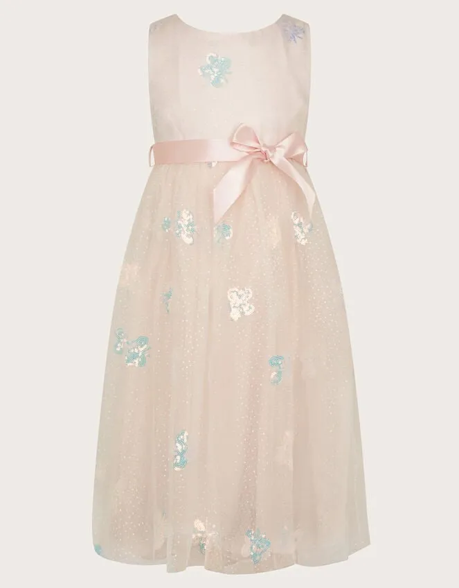Children Butterfly Sequin Dress Pink Monsoon Dresses