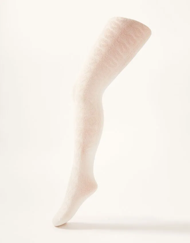 Children Cable Knit Tights With Natural Bamboo Fibres Ivory Monsoon Partywear