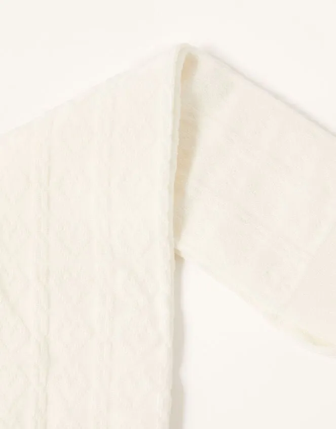 Children Cable Knit Tights With Natural Bamboo Fibres Ivory Monsoon Partywear