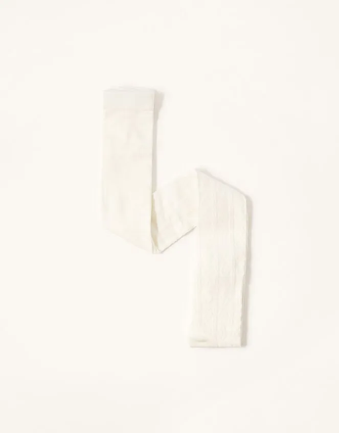 Children Cable Knit Tights With Natural Bamboo Fibres Ivory Monsoon Partywear