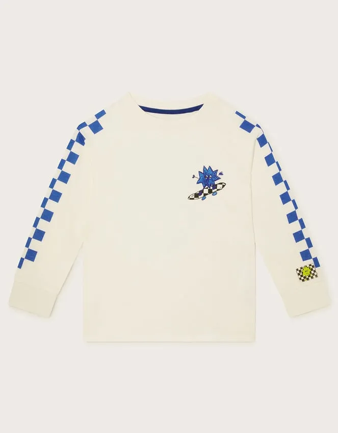 Children Checkerboard Long Sleeve Skater TShirt White Monsoon Casualwear Collection