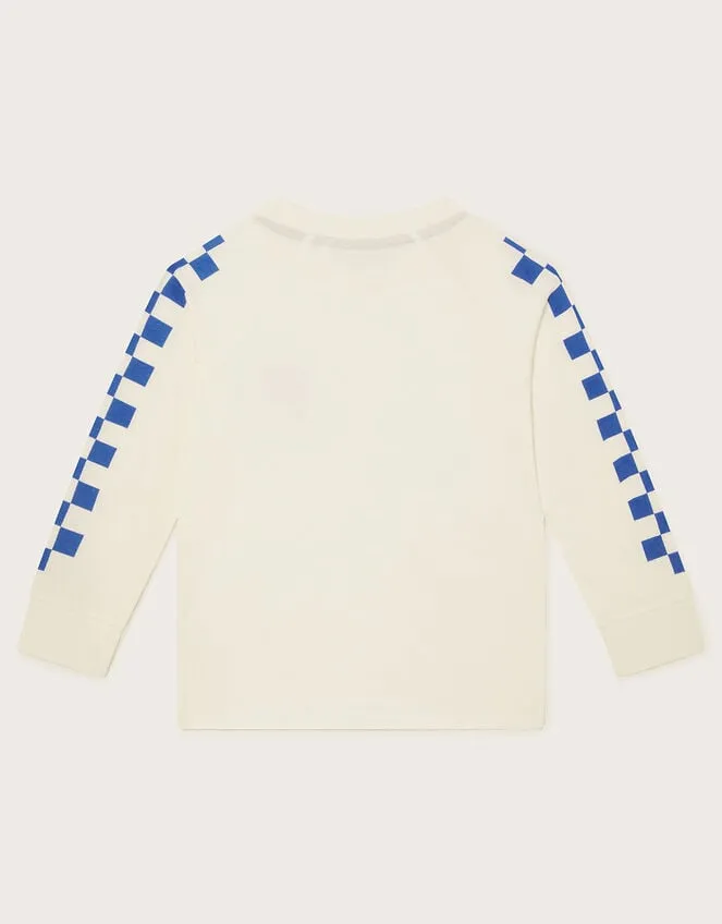 Children Checkerboard Long Sleeve Skater TShirt White Monsoon Casualwear Collection