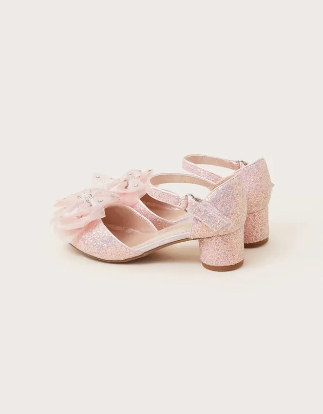 Children Cindy Glitter Diamante TwoPart Heels Pink Monsoon Partywear