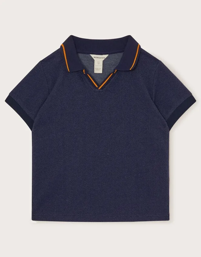 Children Contrast Trim Polo Top Blue Monsoon Tops and TShirts