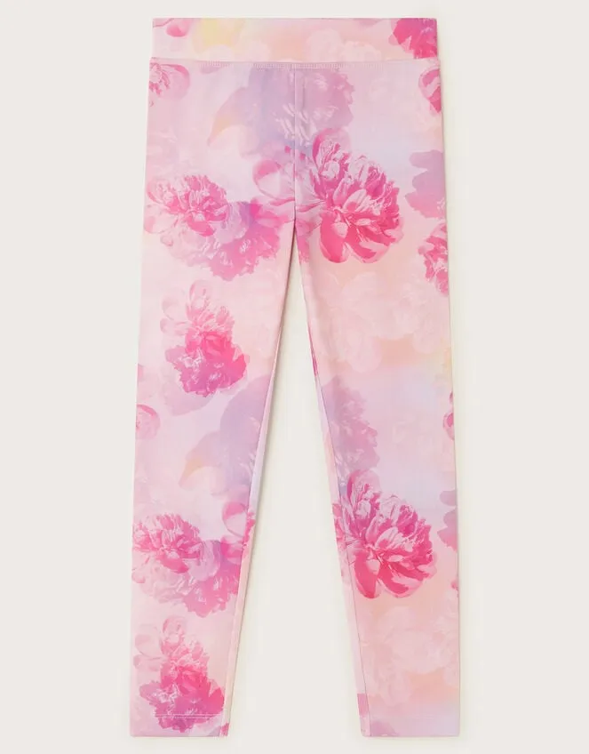 Children Digital Print Floral Leggings Pink Monsoon Trousers and Shorts