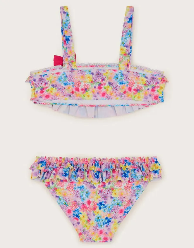 Children Ditsy Ruffle Bow Bikini Set Multi Monsoon Beachwear and Swimwear