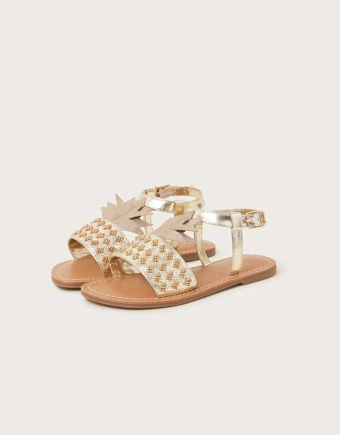 Children Embellished Pineapple Sandals Gold Monsoon Girls039 Shoes and Sandals
