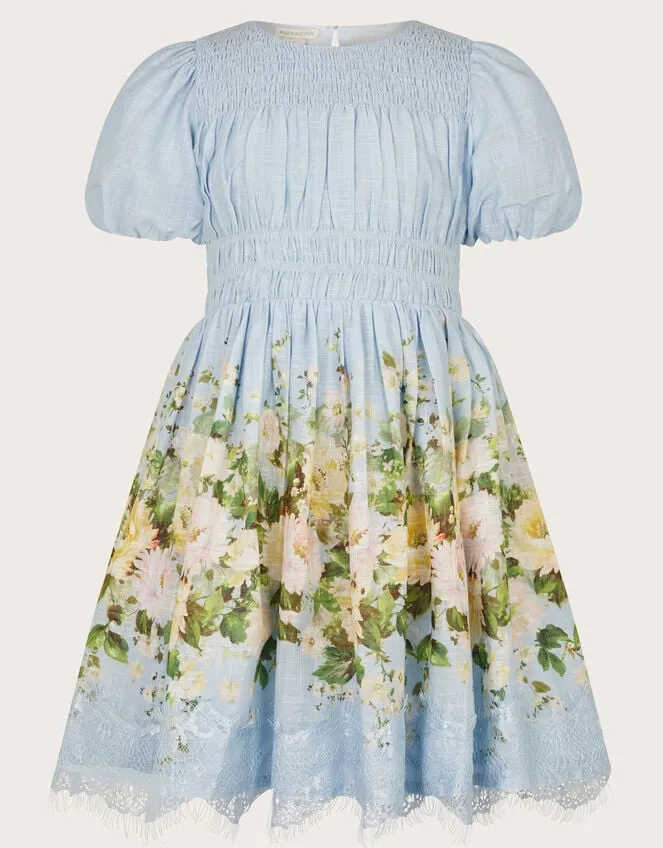 Children Floral Border Lace Dress Blue Monsoon Dresses