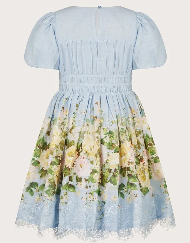 Children Floral Border Lace Dress Blue Monsoon Dresses