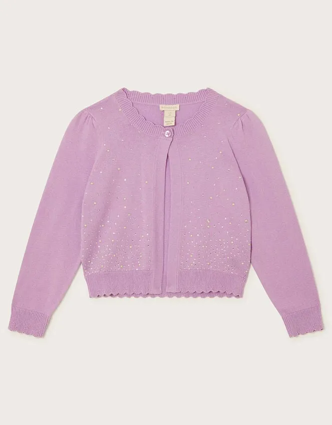 Children Gem Embellished Cardigan Purple Monsoon Knitwear and Cardigans