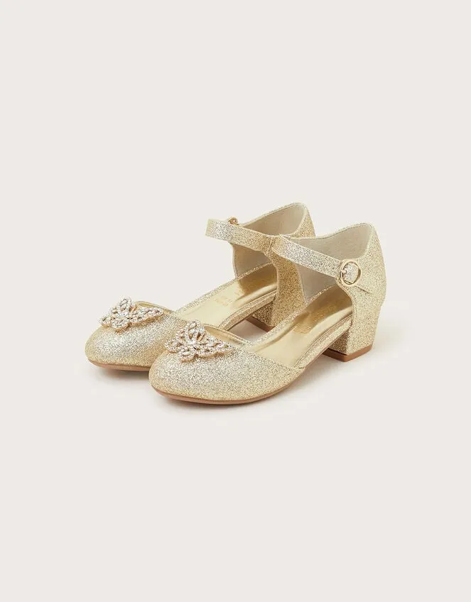 Children Glitter Butterfly Heels Gold Monsoon Partywear