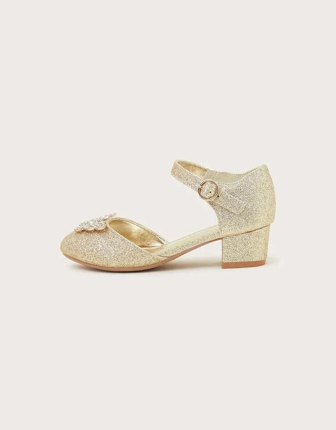 Children Glitter Butterfly Heels Gold Monsoon Partywear