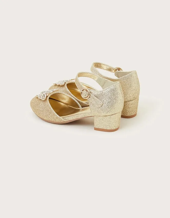 Children Glitter Butterfly Heels Gold Monsoon Partywear
