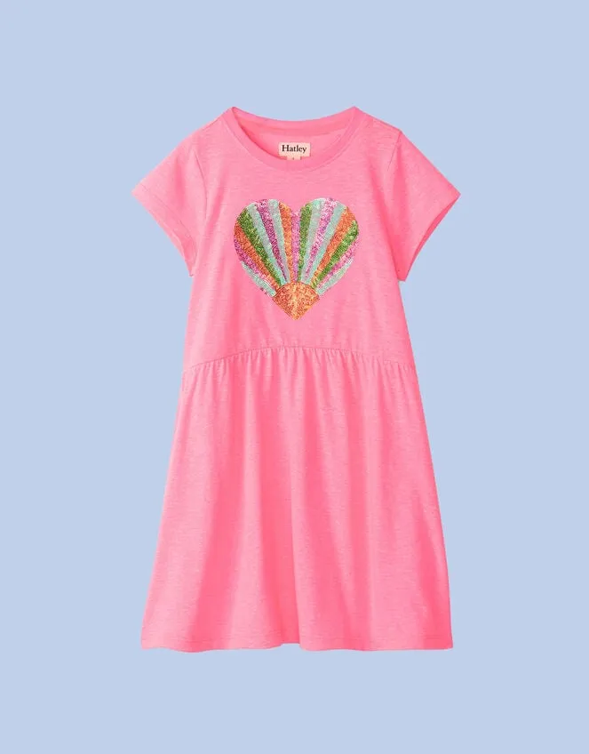 Children Hatley Sequin Heart Dress Pink Monsoon Dresses