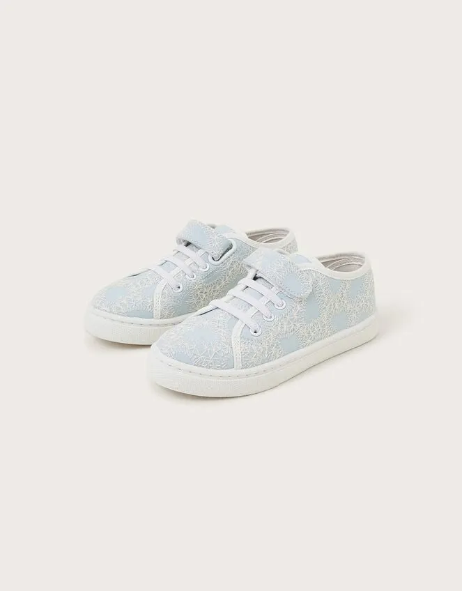 Children Heart Lace Trainers Blue Monsoon Girls039 Shoes and Sandals