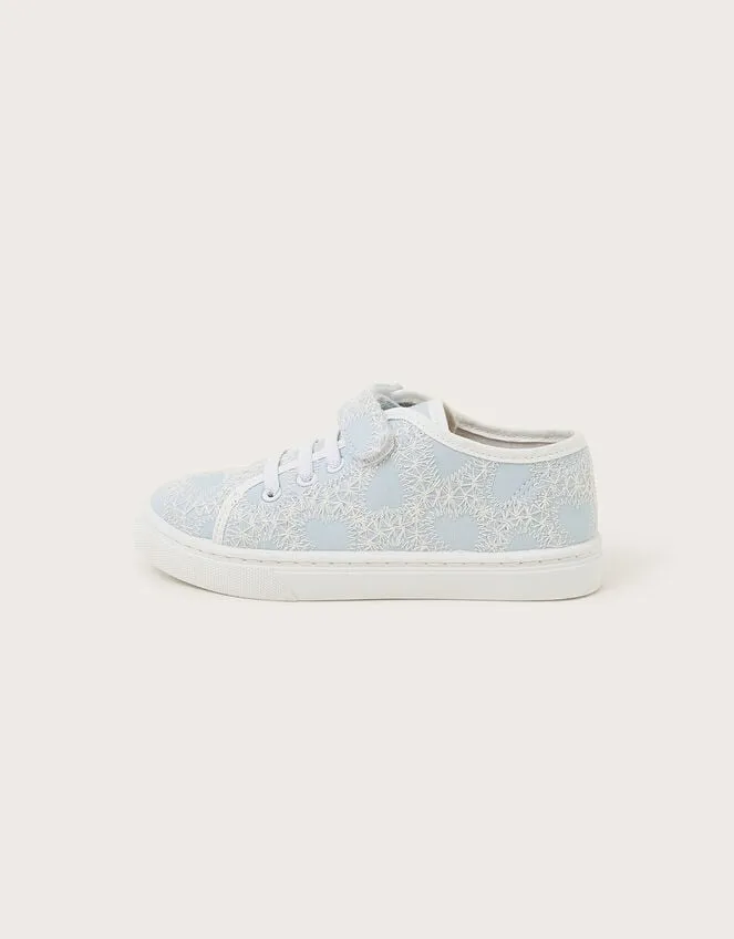 Children Heart Lace Trainers Blue Monsoon Girls039 Shoes and Sandals