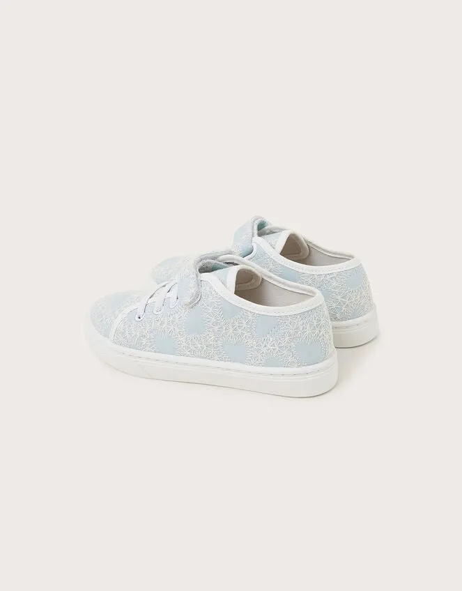Children Heart Lace Trainers Blue Monsoon Girls039 Shoes and Sandals