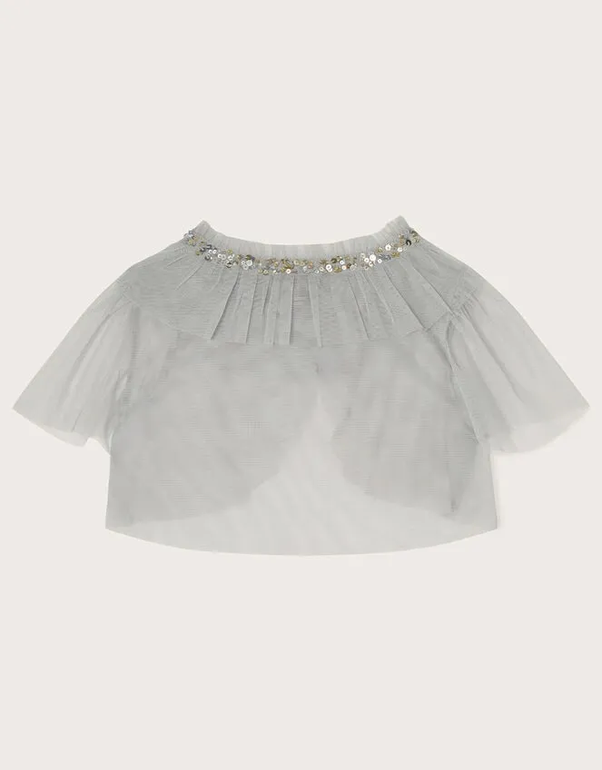 Children Land Of Wonder Short Tulle Cape Jacket Grey Monsoon Partywear