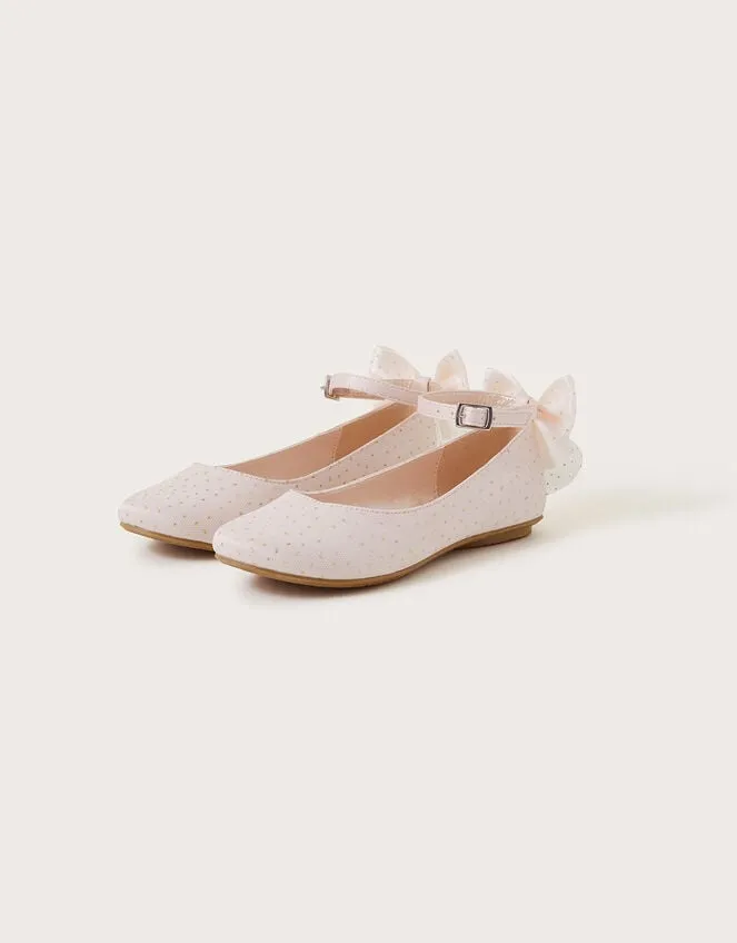 Children Lila Glitter Spot Ballerina Flats Pink Monsoon Partywear