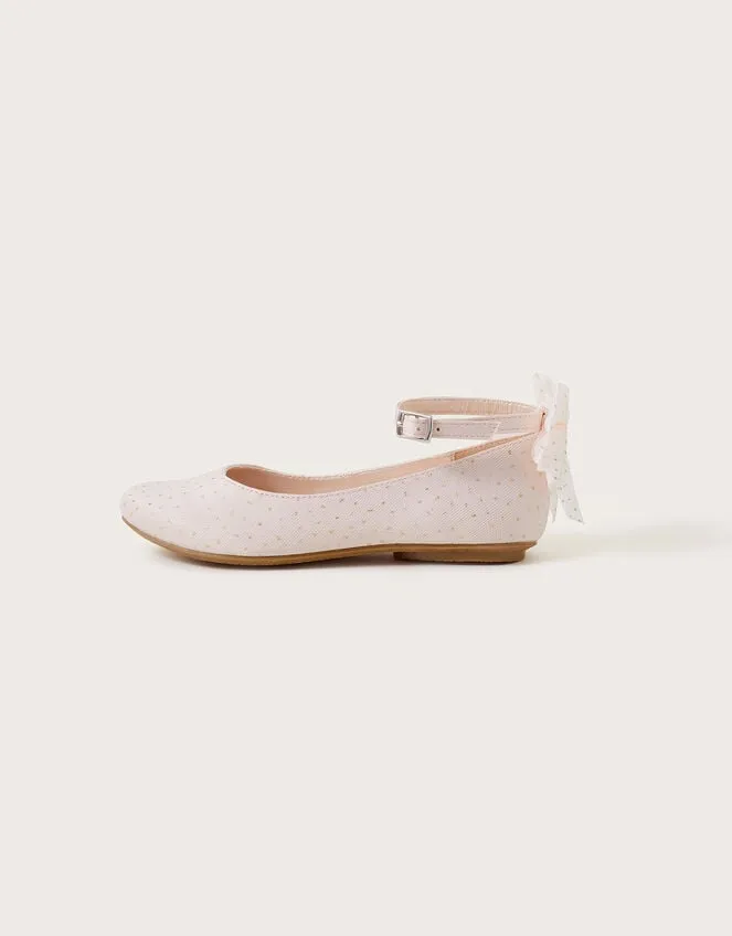Children Lila Glitter Spot Ballerina Flats Pink Monsoon Partywear