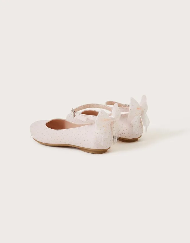 Children Lila Glitter Spot Ballerina Flats Pink Monsoon Partywear