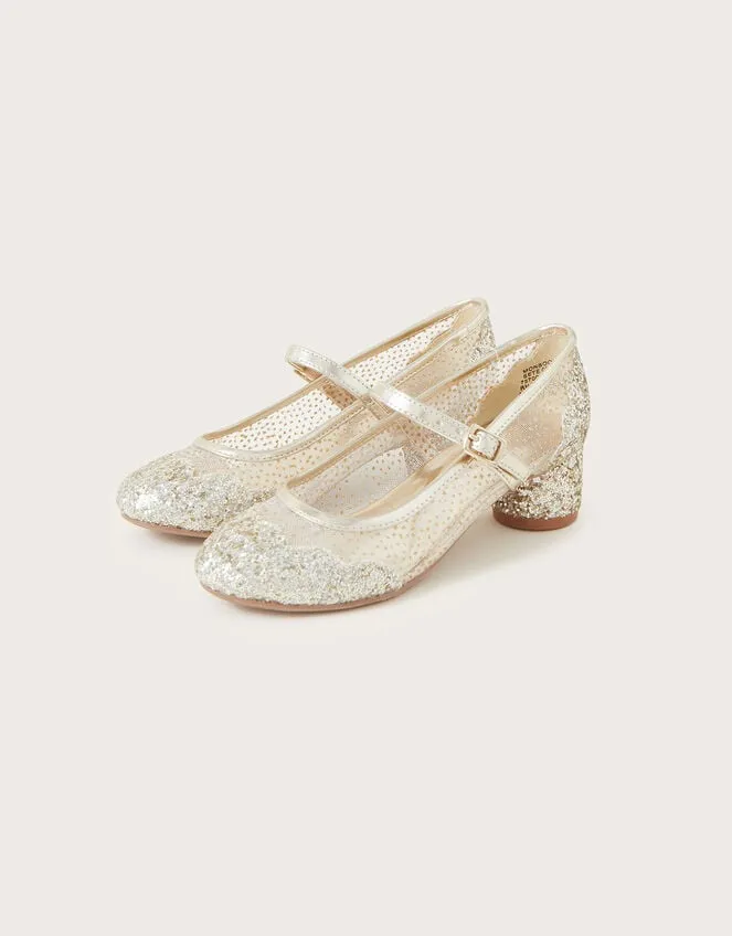 Children Princess Annabelle Heeled Shoes Gold Monsoon Partywear
