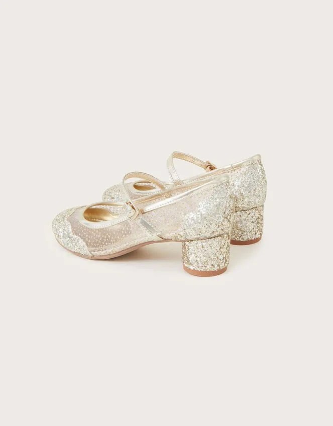 Children Princess Annabelle Heeled Shoes Gold Monsoon Partywear