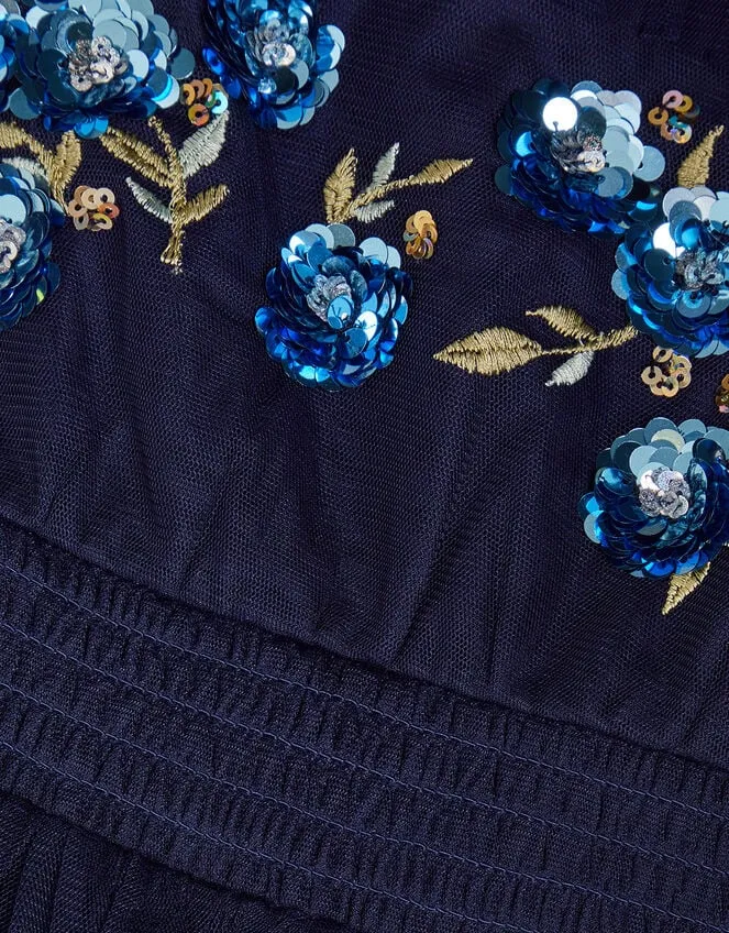 Children Ria Sequin Embellished Dress Blue Monsoon Dresses