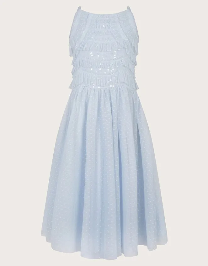 Children Ruffle Sequin Truth Dress Blue Monsoon Dresses