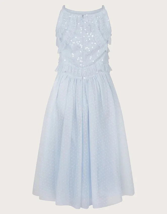 Children Ruffle Sequin Truth Dress Blue Monsoon Dresses
