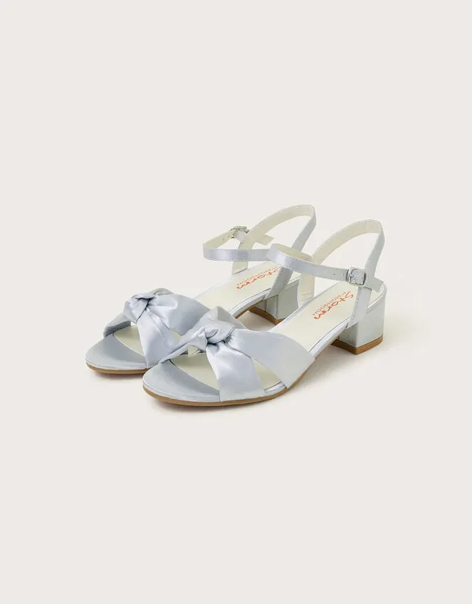 Children Satin Twist Heeled Sandals Silver Monsoon Partywear