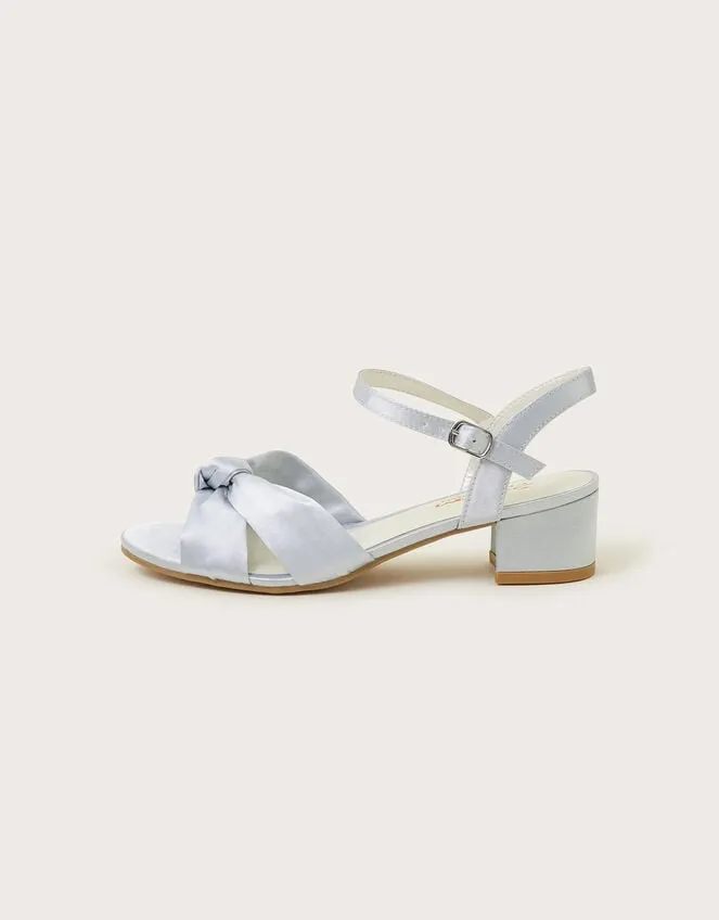 Children Satin Twist Heeled Sandals Silver Monsoon Partywear