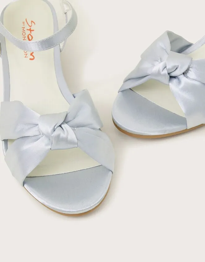 Children Satin Twist Heeled Sandals Silver Monsoon Partywear